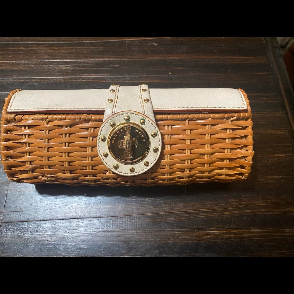 Authentic preloved Michael Kors Straw Clutch